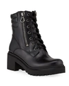 Moncler Viviane Leather Ankle Boots In Black