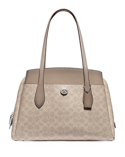 Coach Lora Coated Canvas Signature Carryall Bag In Taupe