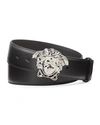 VERSACE LEATHER MEDUSA-BUCKLE BELT,PROD225290102