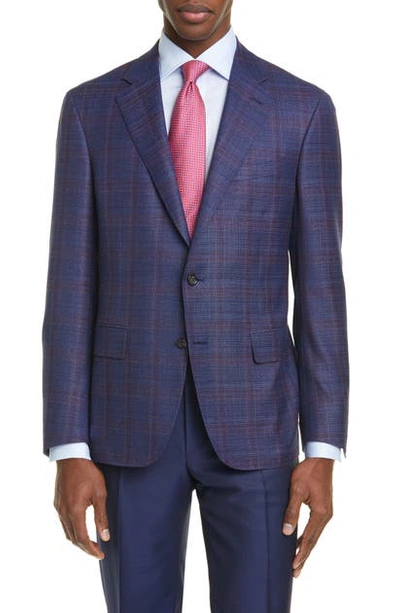 Canali Kei Classic Fit Windowpane Plaid Wool Sport Coat In Blue