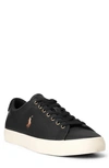 Polo Ralph Lauren Men's Perforated Leather Longwood Sneaker Men's Shoes In Black Leather