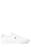 Polo Ralph Lauren Longwood Logo-print Leather Low-top Trainers In White Leather