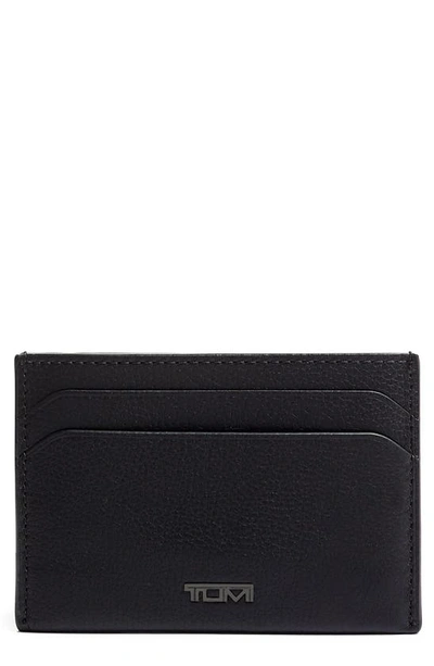Tumi Leather Money Clip Card Case In Black Texture