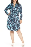 NIC + ZOE VIVID GIRAFFE PRINT LONG SLEEVE SHIRTDRESS,R191902W