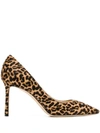 Jimmy Choo Romy 85 Leopard-print Calf Hair Pumps In Black