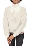 Sweaty Betty Faux Shearling Quarter Zip Pullover In Off White