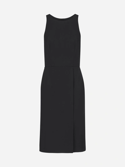 Givenchy Tiffany Wool Crepe Midi Dress In Noir