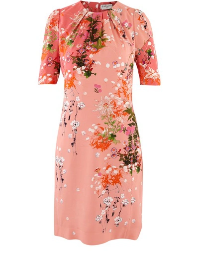 Givenchy Spring Aroma Printed Crepe Satin Sheath Dress In Pink