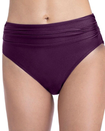 Profile By Gottex Satin Nights High-waist Bikini Bottom In Wine