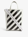 OFF-WHITE BINDER CLIP DIAGONAL STRIPE-PRINT LEATHER TOTE BAG,R00038011