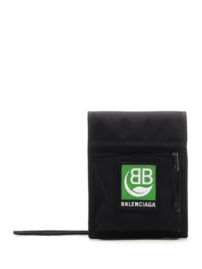Balenciaga Logo-appliquéd Canvas Messenger Bag In Black