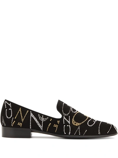 Giuseppe Zanotti Slip-on Crystal-embellished Loafers In Black