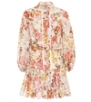 Zimmermann Bonita Embroidered Floral Lace Mini Dress In Multicoloured