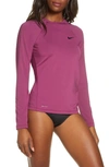 Nike Essential Dri-fit Long Sleeve Hydroguard Top In Villain Red