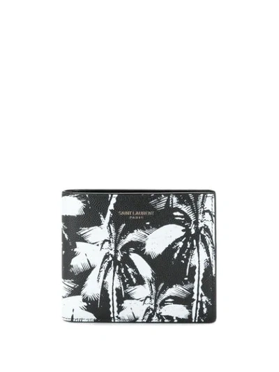 Saint Laurent East/west Palm Tree Bi-fold Wallet In Black