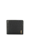 Saint Laurent Tiny Cassandre East/west Leather Wallet In Black