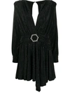 Philipp Plein Belted Long-sleeve Mini Dress In Black