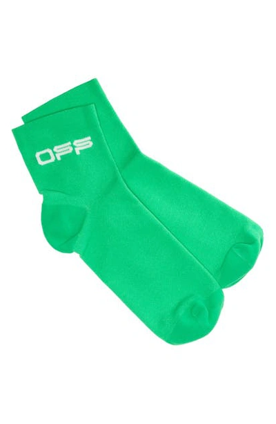 Off-white Short Logo Socks In Green White