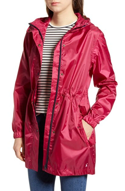 Joules Waterproof Packaway Raincoat In Berry