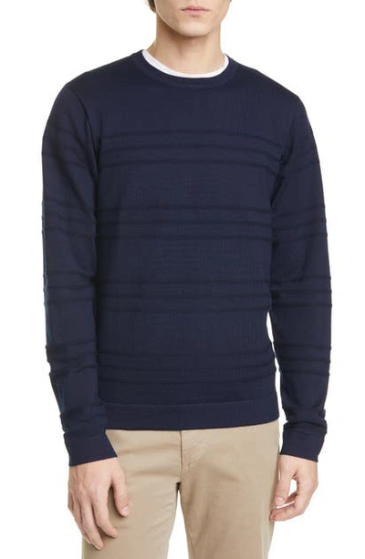 Norse Projects Aros Stripe Crewneck Sweater In Dark Navy