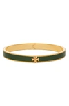 Tory Burch Kira Enamel Hinge Bracelet In Tory Gold / Pine Tree