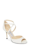 Jimmy Choo Emsy 85 Lizard-effect Leather Sandals In Latte