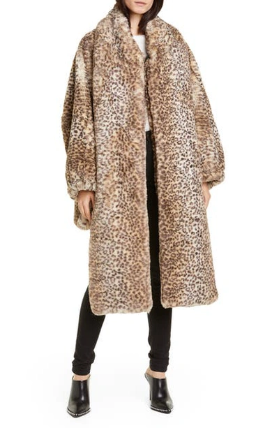 Alexander Wang T Cheetah Print Oversize Faux Fur Coat