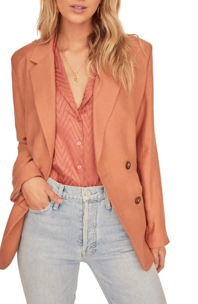 Astr Allegra Double Breasted Blazer In Baked Clay