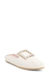 Roger Vivier Rv Lounge Crystal-embellished Leather Slippers In Off White