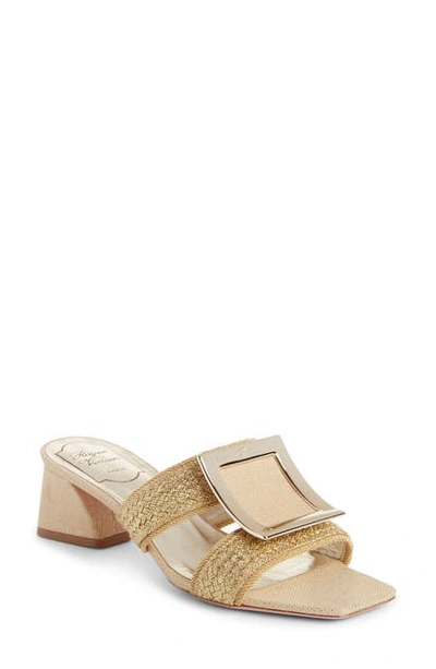 Roger Vivier Women's Bikiviv Woven Metallic Mules In Yellow