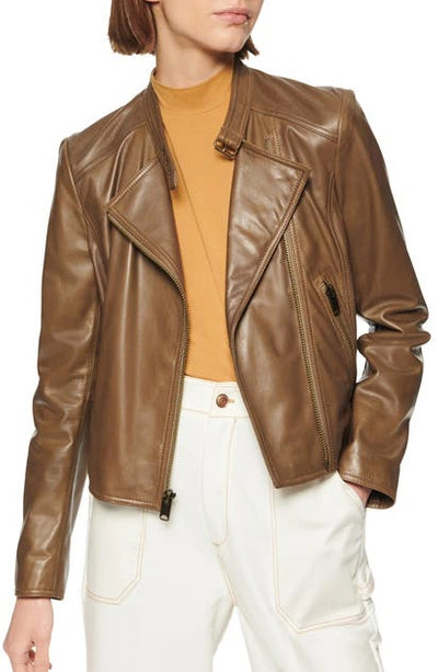 Marc New York Wheeland Lambskin Moto Jacket In Taupe