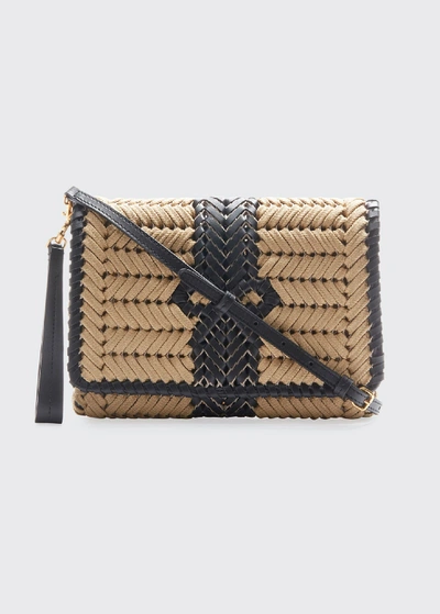 Anya Hindmarch The Neeson Woven Leather-trimmed Cross-body Bag In Neutral