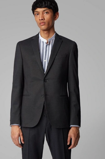 Hugo Boss Slim Fit Jacket In A Melange Cotton Blend In Grey