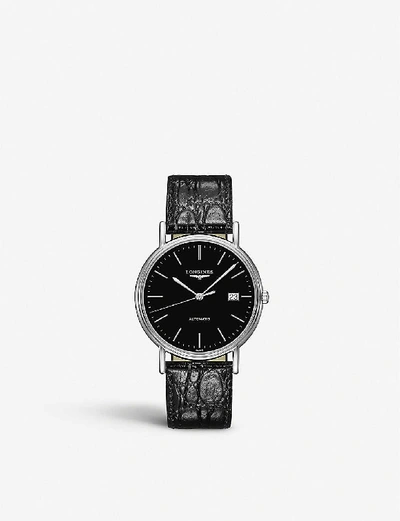 Longines L49214522 Presence Stainless Steel And Leather Watch In Black Matt