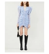 Isabel Marant Etya Floral-print Cotton And Silk-blend Mini Dress In Light Blue