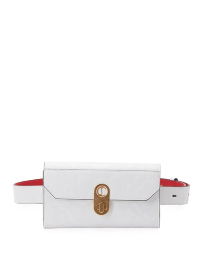 Christian Louboutin Elisa Leopard Leather Belt Bag/wallet On Chain In White