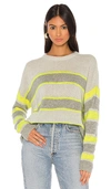 AUTUMN CASHMERE BOXY STRIPE BLOCK CREW SWEATER,AUTU-WK778