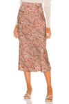 Free People Normani Leopard Print Bias Cut Midi Skirt In Desert Peach Combo