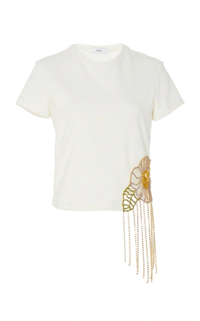 Area Crystal-embellished Jersey Cropped Top In White
