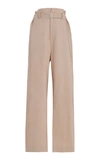 Low Classic Belted Linen-blend Wide-leg Pants In Neutral