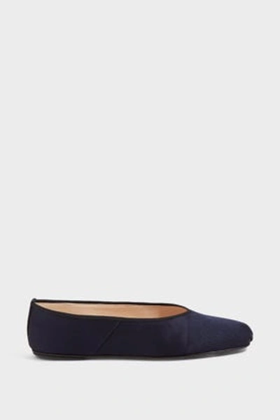 The Row Ballet Square-toe Flats In Navy