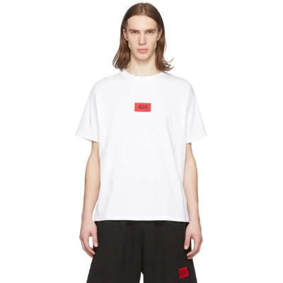 424 Ss Logo Box Essential Fit Cotton T-shirt In White