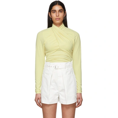 Isabel Marant Georgina Twist-front Stretch-crepe Top In Pastel Yellow
