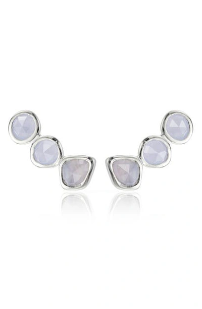 Monica Vinader Siren Ear Climber In Silver/ Blue Lace Agate