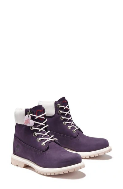 Timberland 6-inch Premium Waterproof Boot In Dark Purple Nubuck Leather