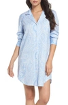 Ralph Lauren Checked Cotton Sleep Shirt In Blue Paisley