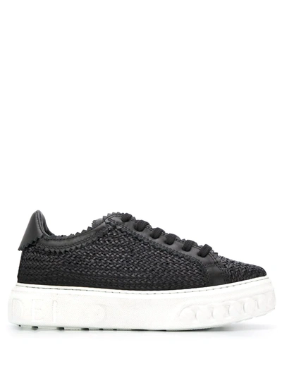 Casadei Woven Off-road Sneakers In Black