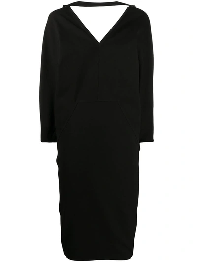 Rick Owens Gathered Textured Cotton-blend Midi Dress In Black