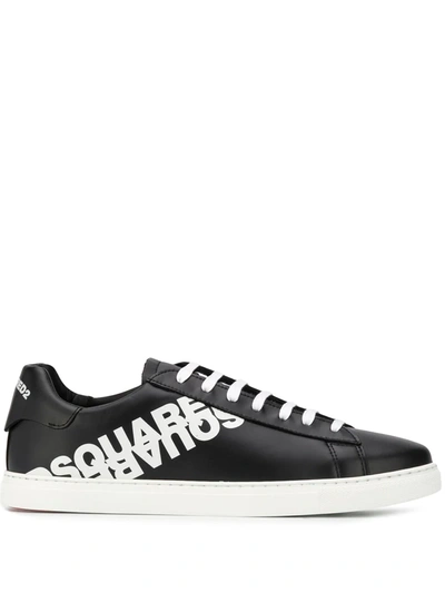 Dsquared2 Lace-up Low Top Logo Print Trainers In Black