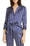 L AGENCE AOKI STRIPE SILK SHIRT,40112PSK